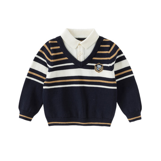 Dave&Bella Kids Boys Winter Cool Navy Blue Comfortable Cotton Sweaters Tops