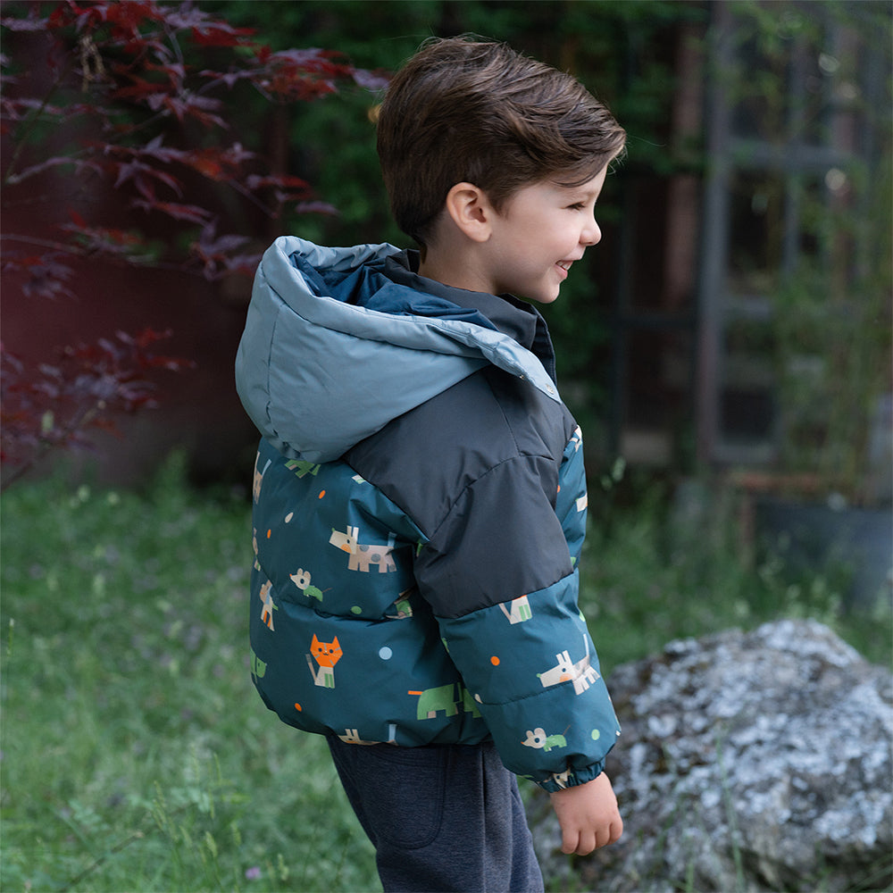 Dave&Bella Toddler Boys Night Sky Blue Outwear Warm Hooded Padded Coats