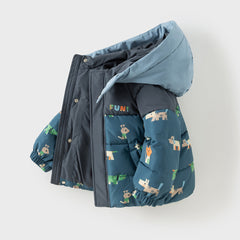 Dave&Bella Toddler Boys Winter Night Sky Blue Outwear Warm Hooded Padded Coats