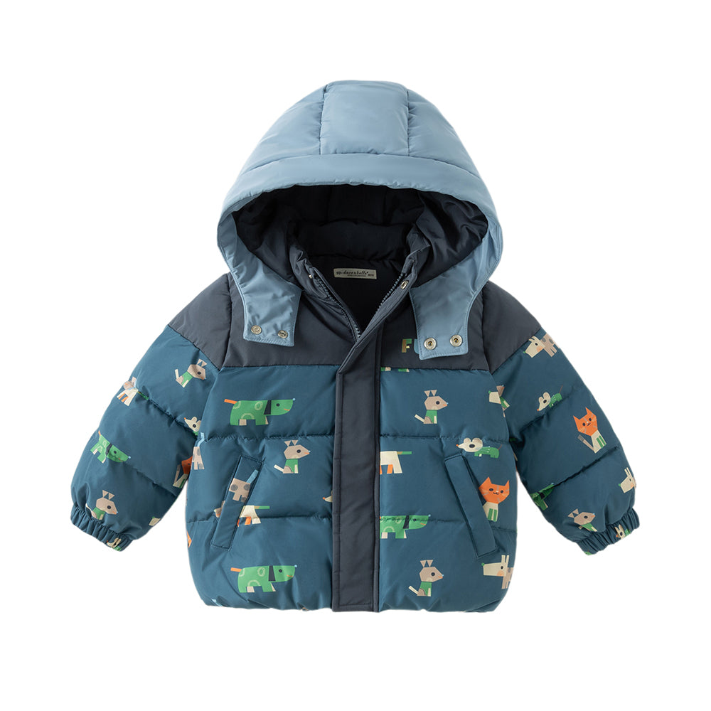 Dave&Bella Toddler Boys Night Sky Blue Outwear Warm Hooded Padded Coats