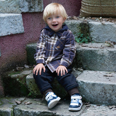 Dave&Bella Toddler Boys Winter Casual Denim Blue Shool Knit Sweatpants