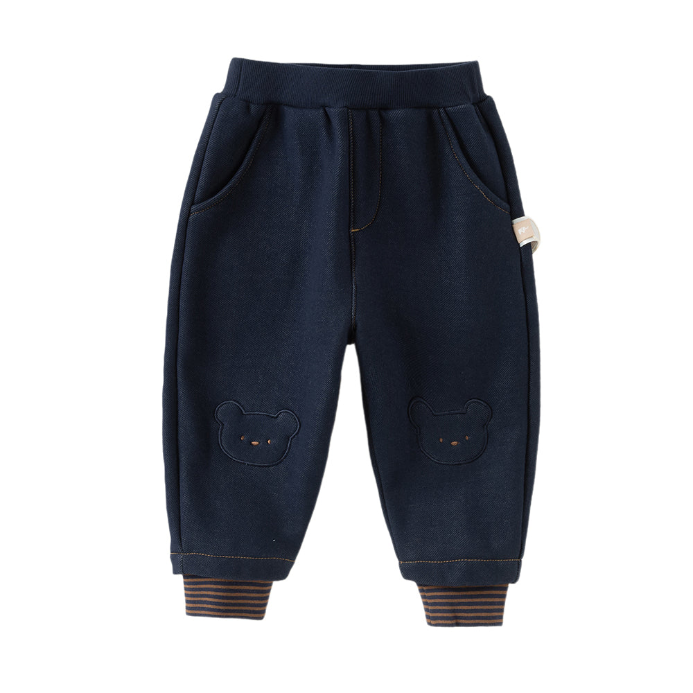 Dave&Bella Toddler Boys Winter Casual Denim Blue Shool Knit Sweatpants