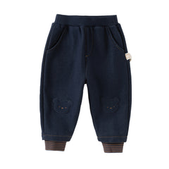Dave&Bella Toddler Boys Winter Casual Denim Blue Shool Knit Sweatpants
