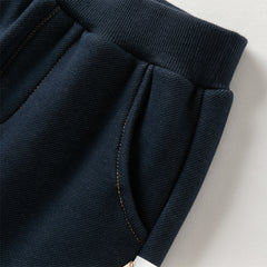 Dave&Bella Toddler Boys Winter Casual Denim Blue Shool Knit Sweatpants