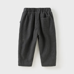 Dave&Bella Toddler Boys Winter Grey Casual Plush-lined Warm Straight Leg Pants
