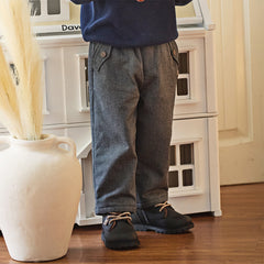 Dave&Bella Toddler Boys Winter Grey Casual Plush-lined Warm Straight Leg Pants