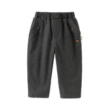 Dave&Bella Toddler Boys Grey Casual Plush-lined Warm Straight Leg Pants