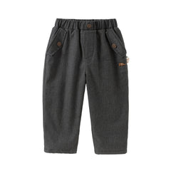 Dave&Bella Toddler Boys Winter Grey Casual Plush-lined Warm Straight Leg Pants