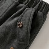 Dave&Bella Toddler Boys Grey Casual Plush-lined Warm Straight Leg Pants