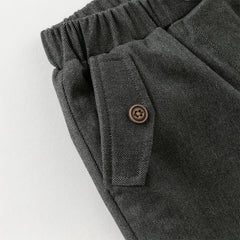 Dave&Bella Toddler Boys Winter Grey Casual Plush-lined Warm Straight Leg Pants