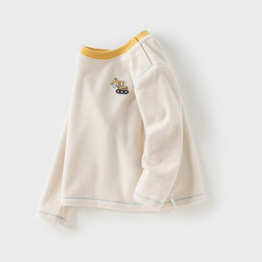 Dave&Bella Kids Boys Autumn Versatile Beige/Grey Cassic T-shirt Tops