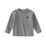 Dave&Bella Kids Boys Versatile Beige/Grey Classic T-shirt Tops