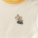 Dave&Bella Kids Boys Versatile Beige/Grey Classic T-shirt Tops