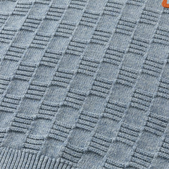 Dave&Bella Kids Boys Versatile Blue/Grey Breathable Cotton Turtle Pullover Sweater Tops