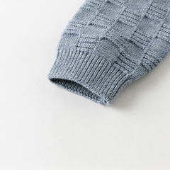 Dave&Bella Kids Boys Versatile Blue/Grey Breathable Cotton Turtle Pullover Sweater Tops