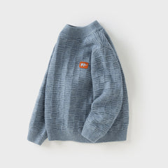 Dave&Bella Kids Boys Versatile Blue/Grey Breathable Cotton Turtle Pullover Sweater Tops
