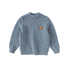 Dave&Bella Kids Boys Versatile Blue/Grey Breathable Cotton Turtle Pullover Sweater Tops