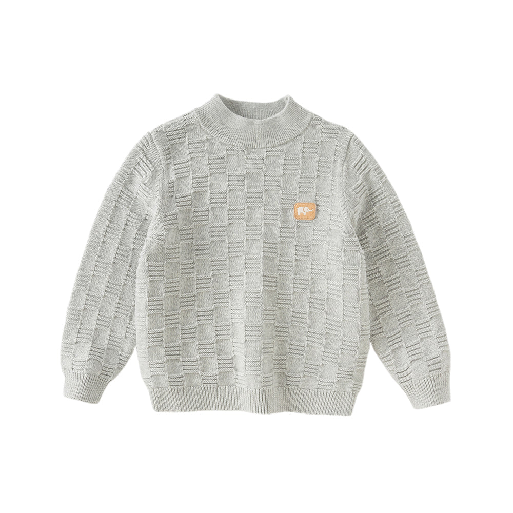 Dave&Bella Kids Boys Versatile Blue/Grey Breathable Cotton Turtle Pullover Sweater Tops