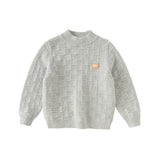 Dave&Bella Kids Boys Versatile Blue/Grey Breathable Cotton Turtle Pullover Sweater Tops