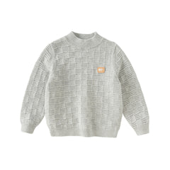 Dave&Bella Kids Boys Versatile Blue/Grey Breathable Cotton Turtle Pullover Sweater Tops