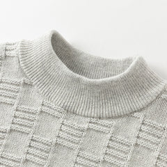 Dave&Bella Kids Boys Versatile Blue/Grey Breathable Cotton Turtle Pullover Sweater Tops