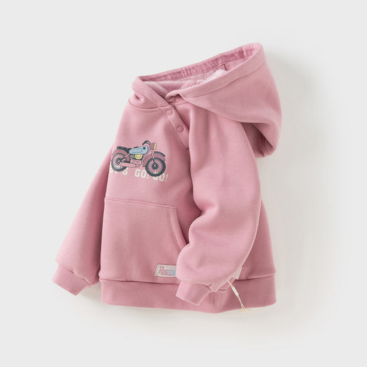Dave&Bella Toddler Girls/Boys Winter Cozy Hooded Plush-lined Warm Sweatshirts Tops