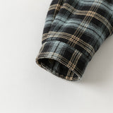 Dave&Bella Toddler Boys Casual Navy Plaid Hooded Padded Coats
