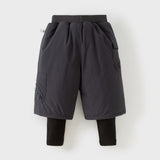 Dave&Bella Toddler Boys Versatile Carbon Black Warm Padded Pants