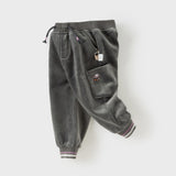 Dave&Bella Toddler Boys Casual Grey Plush-lined Drawstring Pants