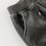 Dave&Bella Toddler Boys Casual Grey Plush-lined Drawstring Pants