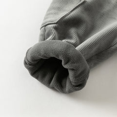 Dave&Bella Toddler Boys Winter Casual Grey Plush-lined Drawstring Pants