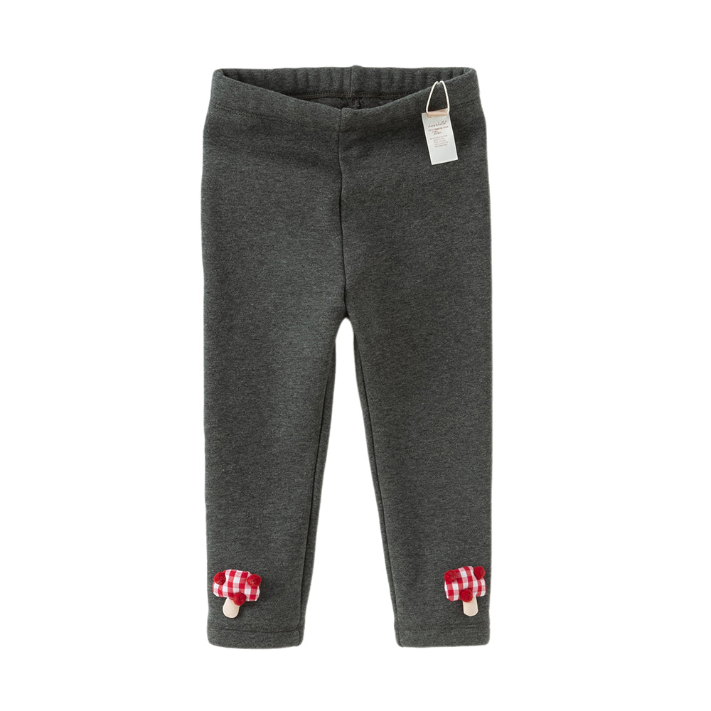 Dave&Bella Toddler Girls Casual Beige/Grey Outdoor Soft Plush-lined Leggings