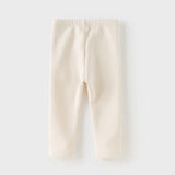 Dave&Bella Toddler Girls Casual Beige/Grey Outdoor Soft Plush-lined Leggings