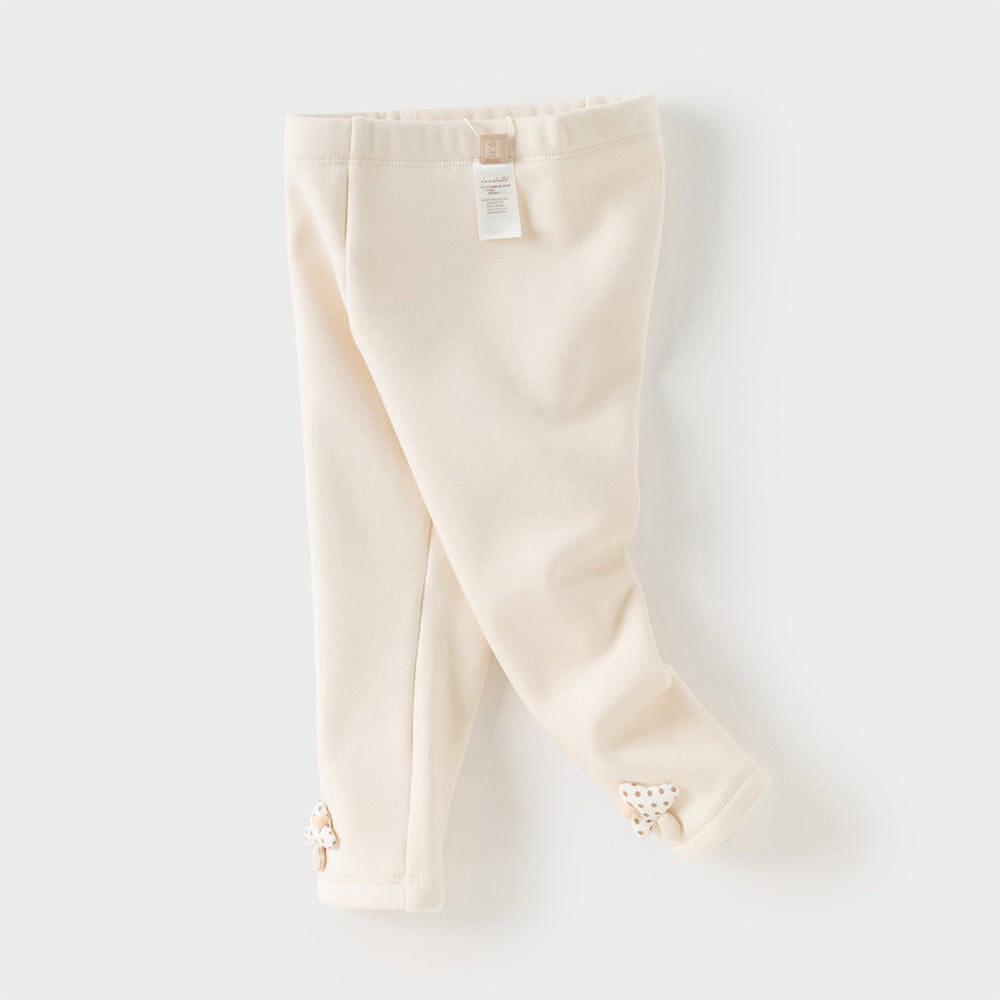 Dave&Bella Toddler Girls Casual Beige/Grey Outdoor Soft Plush-lined Leggings
