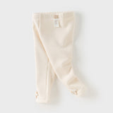 Dave&Bella Toddler Girls Casual Beige/Grey Outdoor Soft Plush-lined Leggings