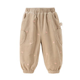 Dave&Bella Toddler Girls Casual Khaki Warm Plush-lined Drawstring Pants