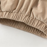 Dave&Bella Toddler Girls Casual Khaki Warm Plush-lined Drawstring Pants