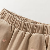 Dave&Bella Toddler Girls Casual Khaki Warm Plush-lined Drawstring Pants