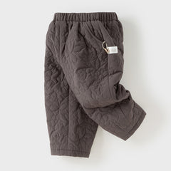 Dave&Bella Toddler Boys Versatile Grey Purple Loose Padded Pants