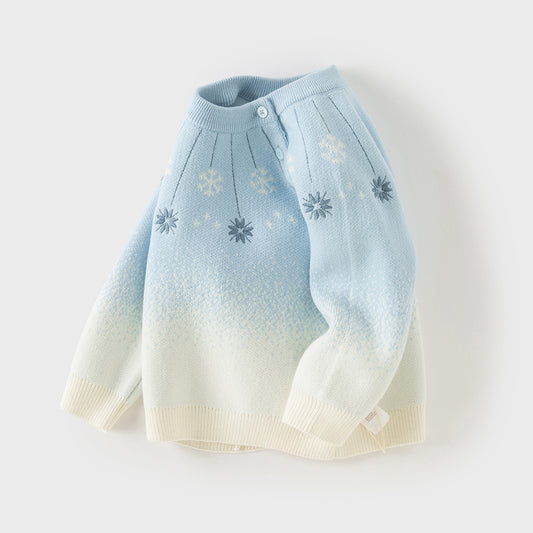 Dave&Bella Toddler Girls/Boys Cozy Long Sleeve Gradient Blue Versatile Sweater Tops