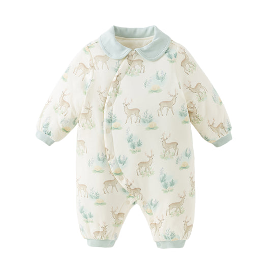 Dave&Bella Baby Girls/Boys Winter Print Grey Green/Pink Padded Indoor Rompers