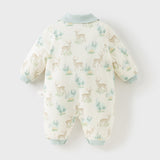 Dave&Bella Baby Girls/Boys Print Grey Green/Pink Padded Indoor Rompers