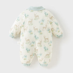 Dave&Bella Baby Girls/Boys Winter Print Grey Green/Pink Padded Indoor Rompers