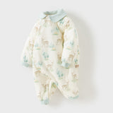 Dave&Bella Baby Girls/Boys Print Grey Green/Pink Padded Indoor Rompers