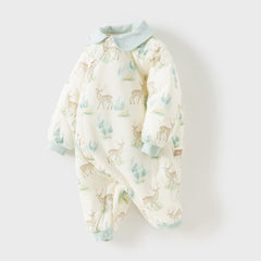 Dave&Bella Baby Girls/Boys Winter Print Grey Green/Pink Padded Indoor Rompers