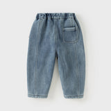 Dave&Bella Toddler Boys Comfortable Denim Blue Adjustable-waistband Jeans Pants