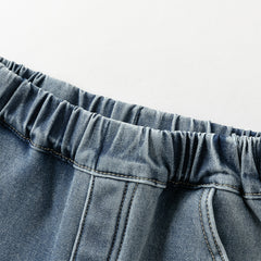 Dave&Bella Toddler Boys Comfortable Denim Blue Adjustable-waistband Jeans Pants