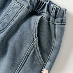 Dave&Bella Toddler Boys Comfortable Denim Blue Adjustable-waistband Jeans Pants