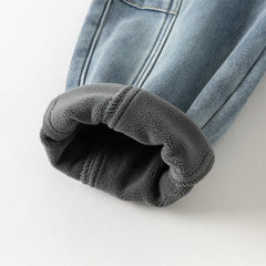 Dave&Bella Toddler Boys Comfortable Denim Blue Adjustable-waistband Jeans Pants