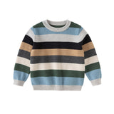 Dave&Bella Kids Boys Blue Striped Casual Wool Pullover Sweaters Tops